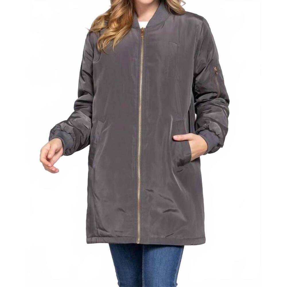 NEW ACTIVE BASIC long line bomber jacket in gray